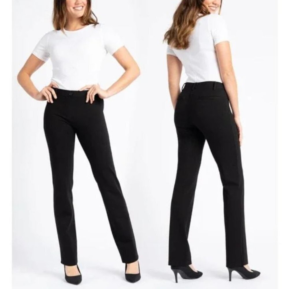 Betabrand Black Dress Pant Yoga Pants Straight Leg Size Medium Short Petite